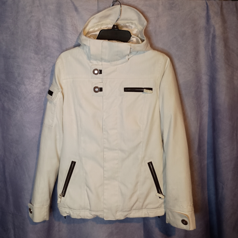 Burton DryRide Snowboard Jacket White Hooded Ski Coat Winter Outerwear‎